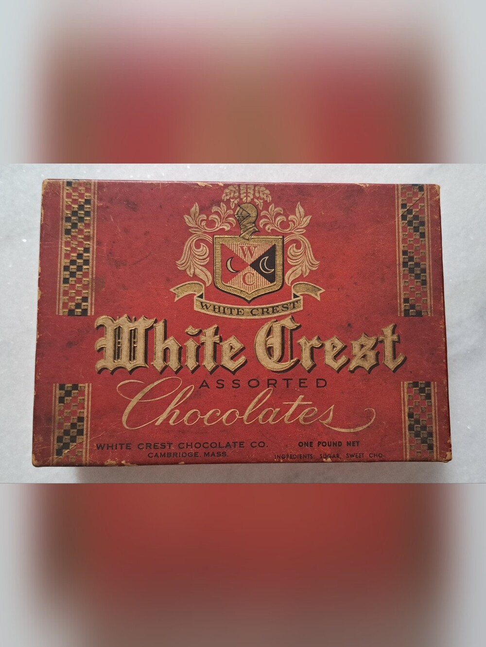 Empty 1940' - 1950's White Crest Chocolate Co. Box